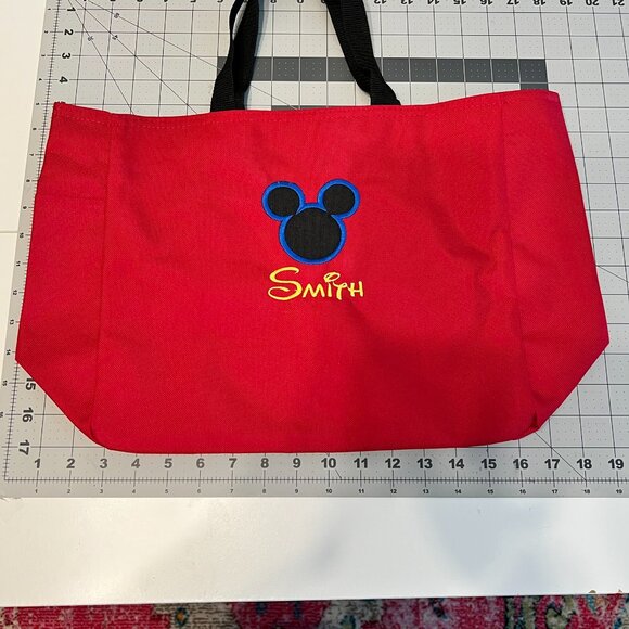 Disney Mickey Mouse Red Canvas ”Smith”‎ Embroidered Tote Bag - VERY CUTE! - Picture 7 of 12